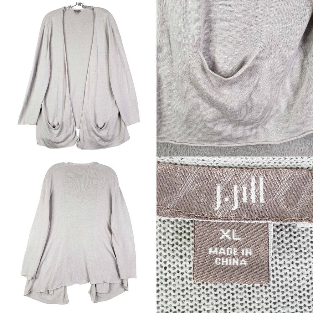 J Jill Cardigan Sweater Gray Women’s Size XL Long Sleeve Open Front